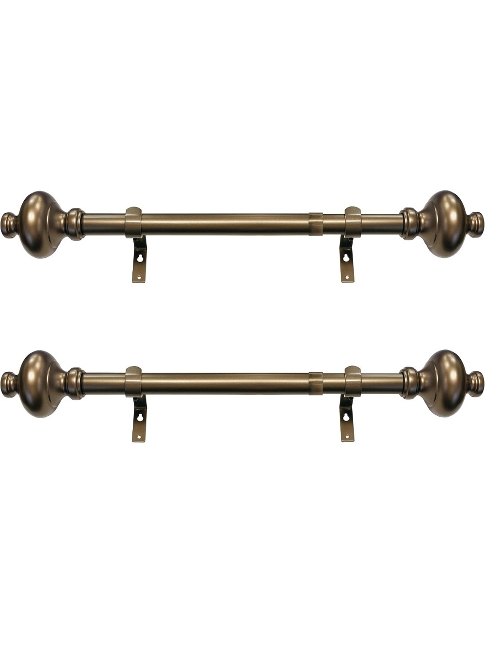 Decorative Metal Curtain Rods Set in Antique Bronze
